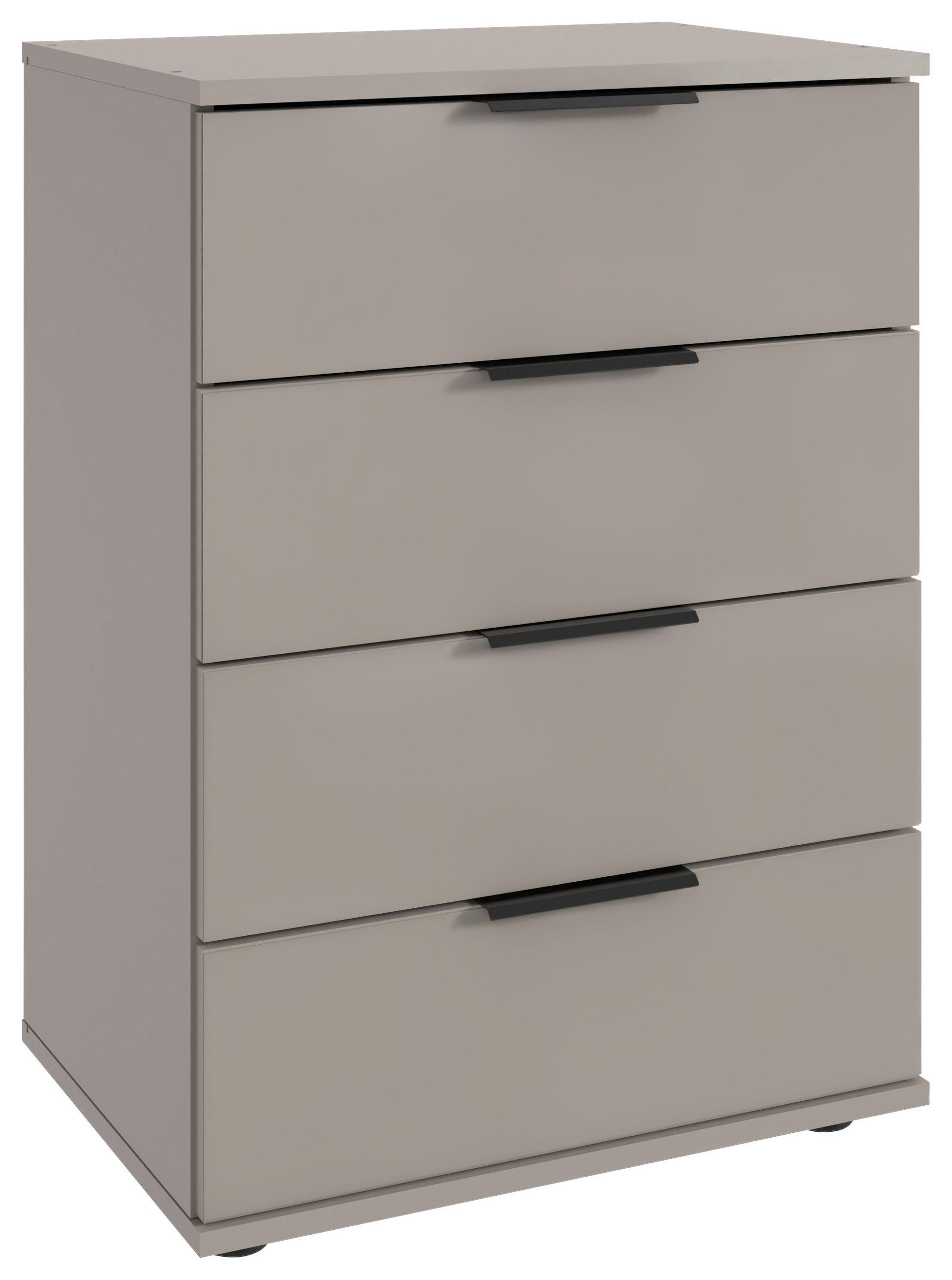 NACHTSCHRANK 52/74/38 cm, Greige, Schwarz,  - Greige/Beige, MODERN, Glas/Holzwerkstoff (52/74/38cm) - P & B