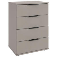 NACHTKÄSTCHEN 52/74/38 cm  in Greige, Schwarz  - Greige/Beige, MODERN, Glas/Holzwerkstoff (52/74/38cm) - P & B