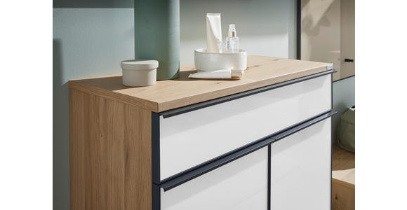 SCHUHSCHRANK furniert Anthrazit, Weiß, Eichefarben  - Eichefarben/Anthrazit, Design, Glas/Holzwerkstoff (84/108/37cm) - Dieter Knoll