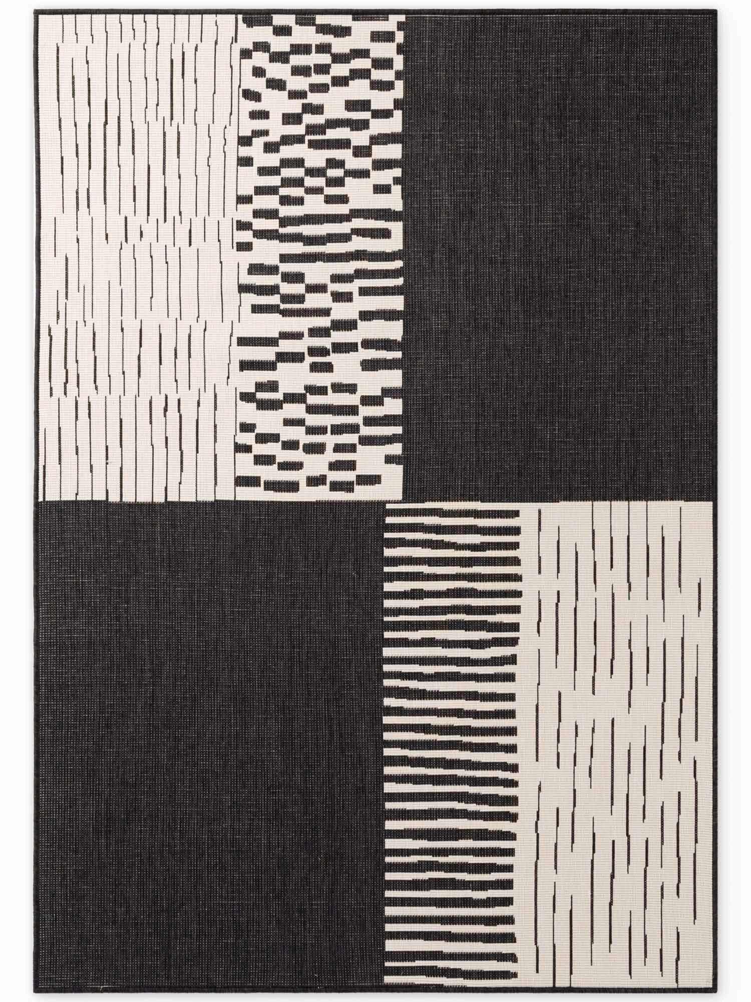 FLACHWEBETEPPICH Wohnzimmer 120/170 cm Haringey Schwarz, Weiß rechteckig  - Schwarz/Weiß, Basics, Kunststoff (120/170cm) - Ted Baker