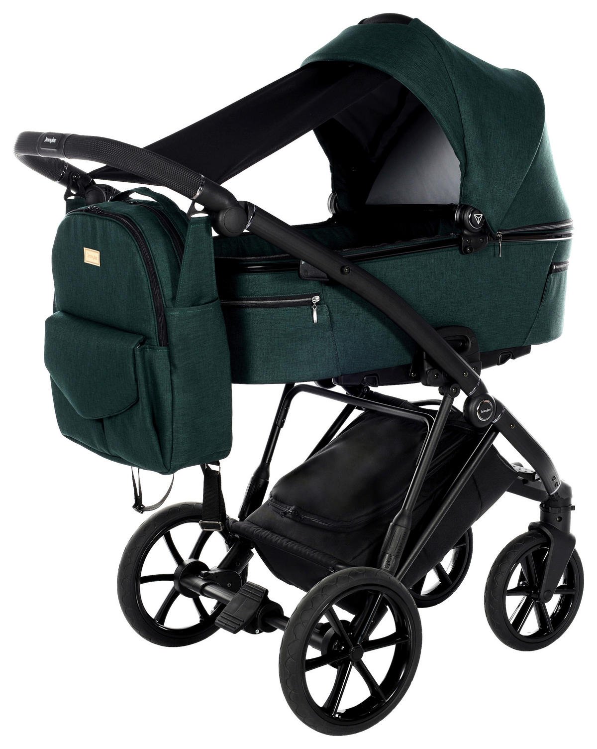 KINDERWAGENSET Fashion Premium  - Dunkelgrün/Schwarz, Trend, Textil/Metall (105/59/105cm) - Jimmylee