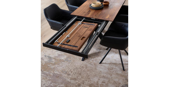 ESSTISCH in Holz, Metall 180-265/100/75 cm  - Nussbaumfarben/Schwarz, Natur, Holz/Metall (180-265/100/75cm) - Linea Natura