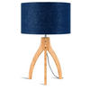 STOLNÍ LAMPA, nástěnný stmívač, 36/54 cm  - modrá/přírodní barvy, Trend, dřevo/textil (36/54cm) - Good & Mojo