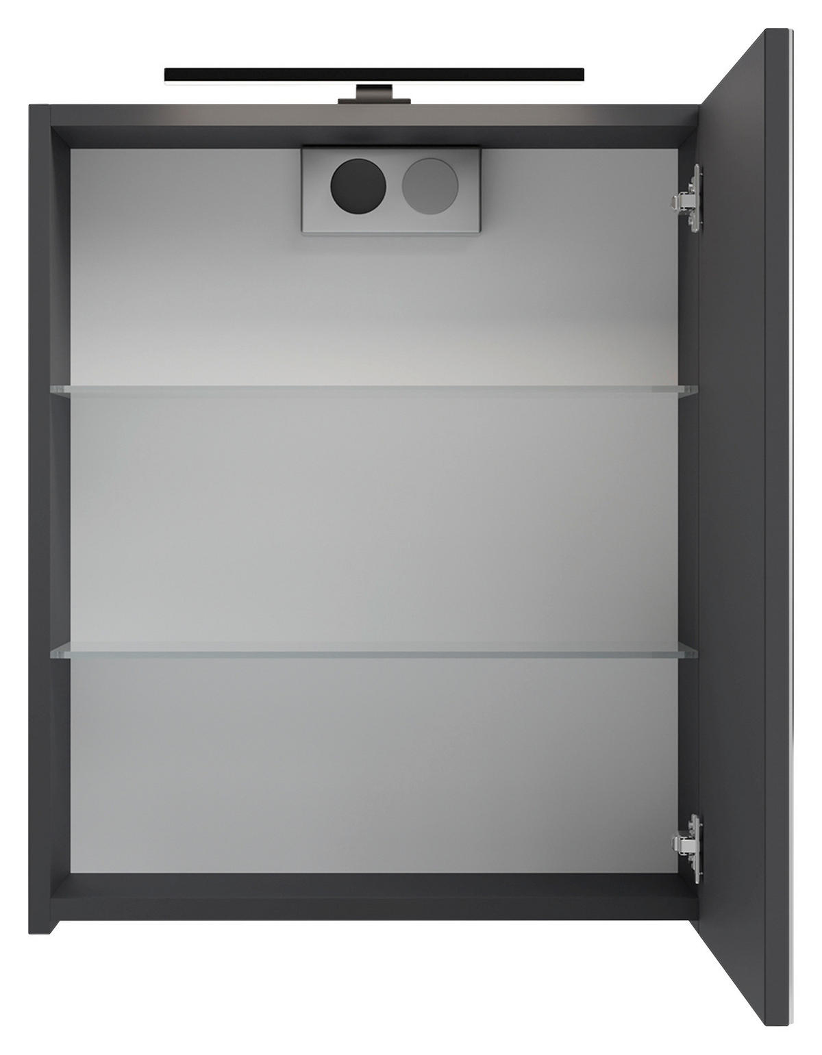 SPIEGELSCHRANK 50/60/20 cm  - Anthrazit, MODERN, Glas/Holzwerkstoff (50/60/20cm) - MID.YOU