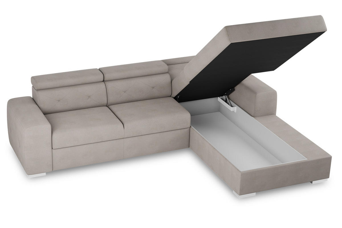ECKSCHLAFSOFA in Creme Textil   - Silberfarben/Creme, Design, Textil (296/195cm) - MID.YOU
