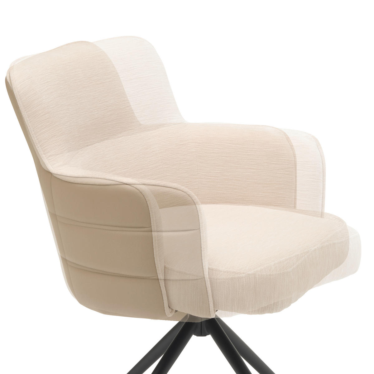 ARMLEHNSTUHL  in Eisen Lederlook, Webstoff  - Beige/Schwarz, KONVENTIONELL, Textil/Metall (58/82/64cm) - MID.YOU