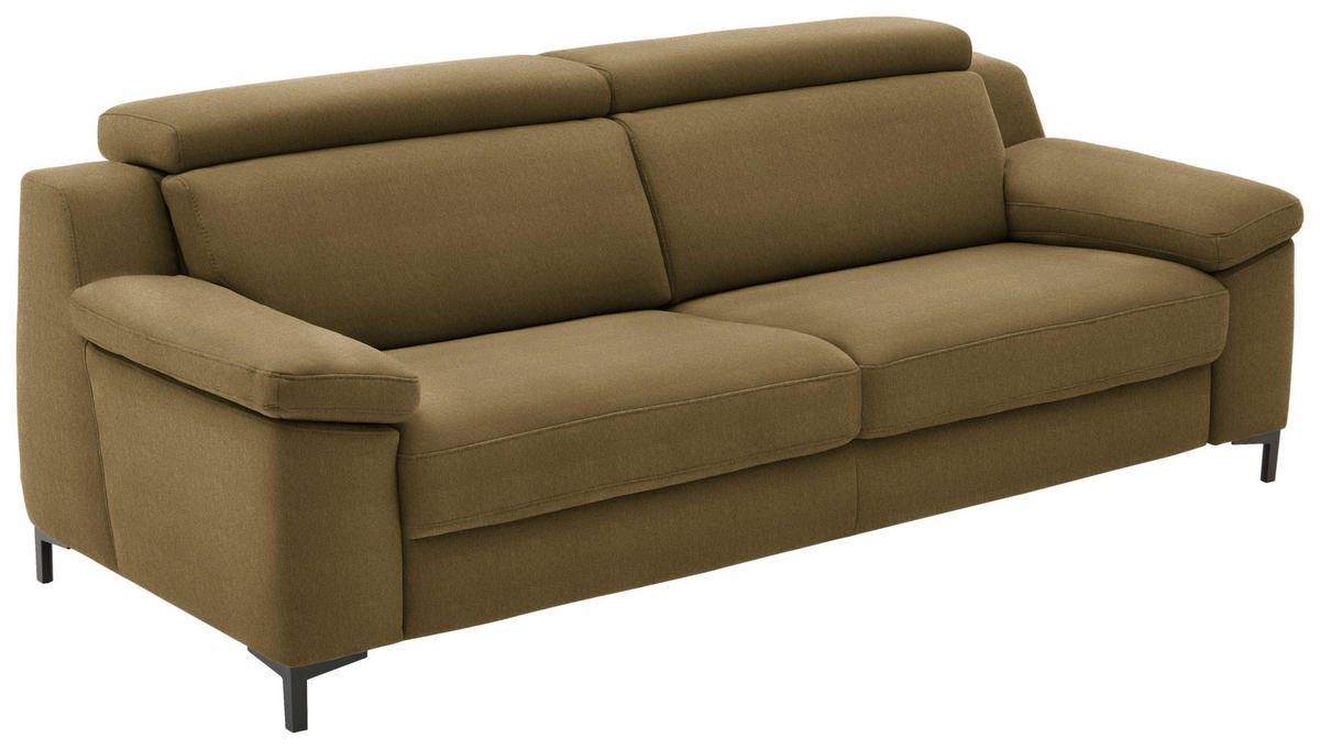 3-SITZER-SOFA in Chenille Grün  - Schwarz/Grün, Design, Textil/Metall (230/104/104cm) - Valdera