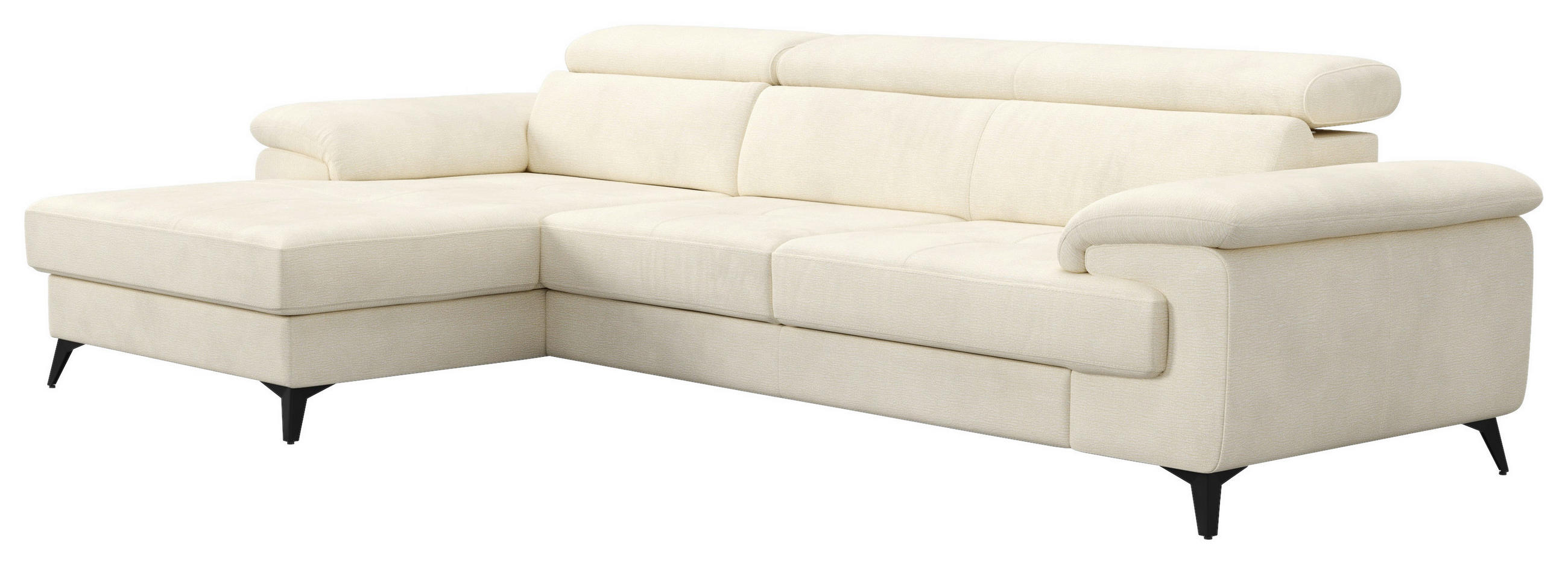 SAROKGARNITÚRA textil krémszínű  - krémszínű/fekete, Basics, textil/fém (169/300cm) - Welnova