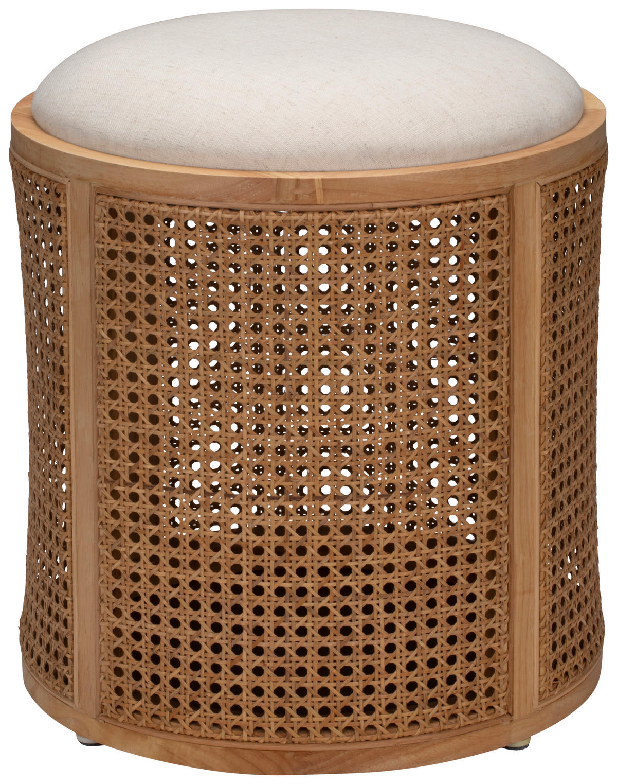 HOCKER Flachgewebe Rattan, Kautschukholz Naturfarben, Beige  - Beige/Naturfarben, KONVENTIONELL, Holz/Textil (40/45/40cm) - MID.YOU