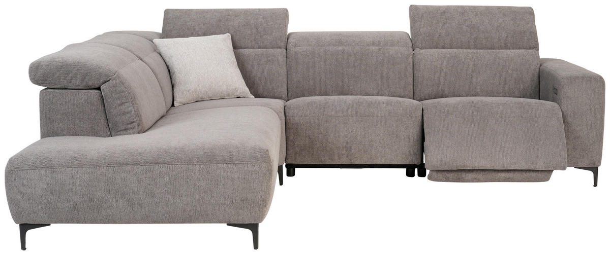 ECKSOFA in Flachgewebe Dunkelgrau  - Dunkelgrau/Schwarz, Design, Textil/Metall (238/290cm) - Pure Home Lifestyle