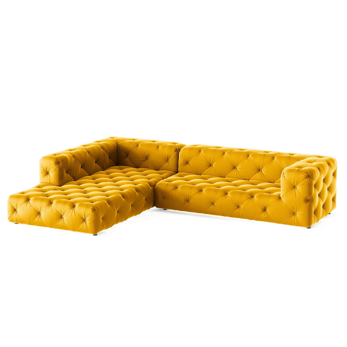 ECKSOFA Fresco Senfgelb Samt  - Senfgelb/Schwarz, Design, Kunststoff/Textil (228/325cm) - P & B