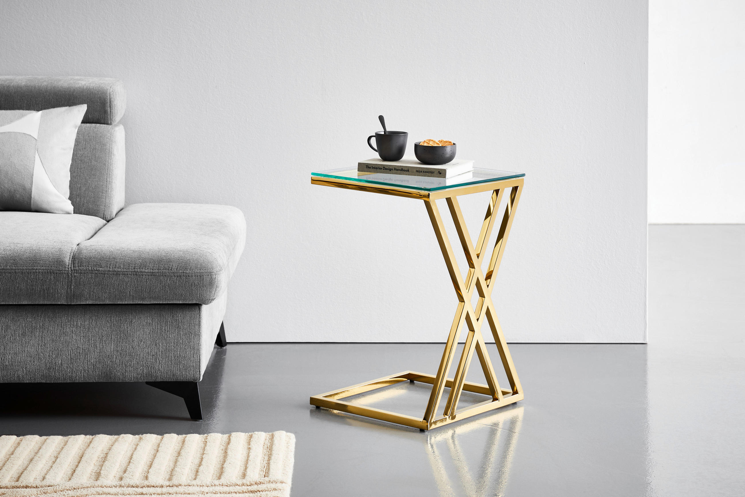 BEISTELLTISCH 40/40/60 cm Klar, Goldfarben quadratisch  - Klar/Goldfarben, Trend, Glas/Metall (40/40/60cm) - Xora