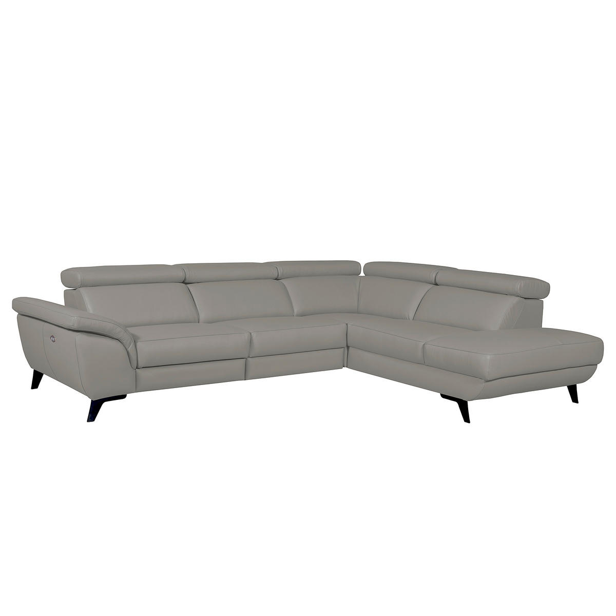 ECKSOFA DALLAS in Echtleder Grau  283/228 cm  - Schwarz/Grau, Design, Leder/Metall (283/228cm) - Livetastic