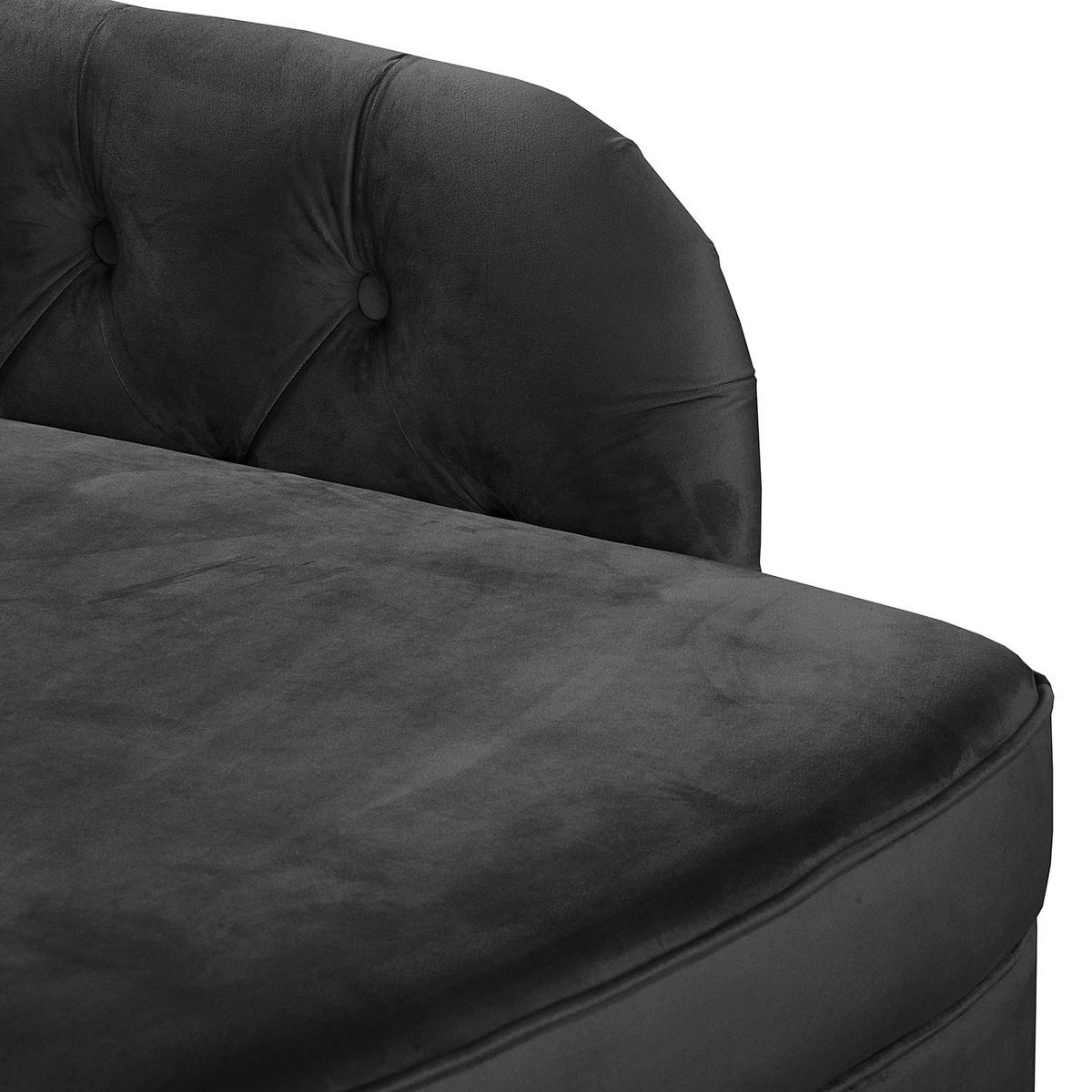 RÉCAMIERE Samt Schwarz  - Schwarz/Braun, Design, Holz/Textil (185/93/75cm) - Livetastic