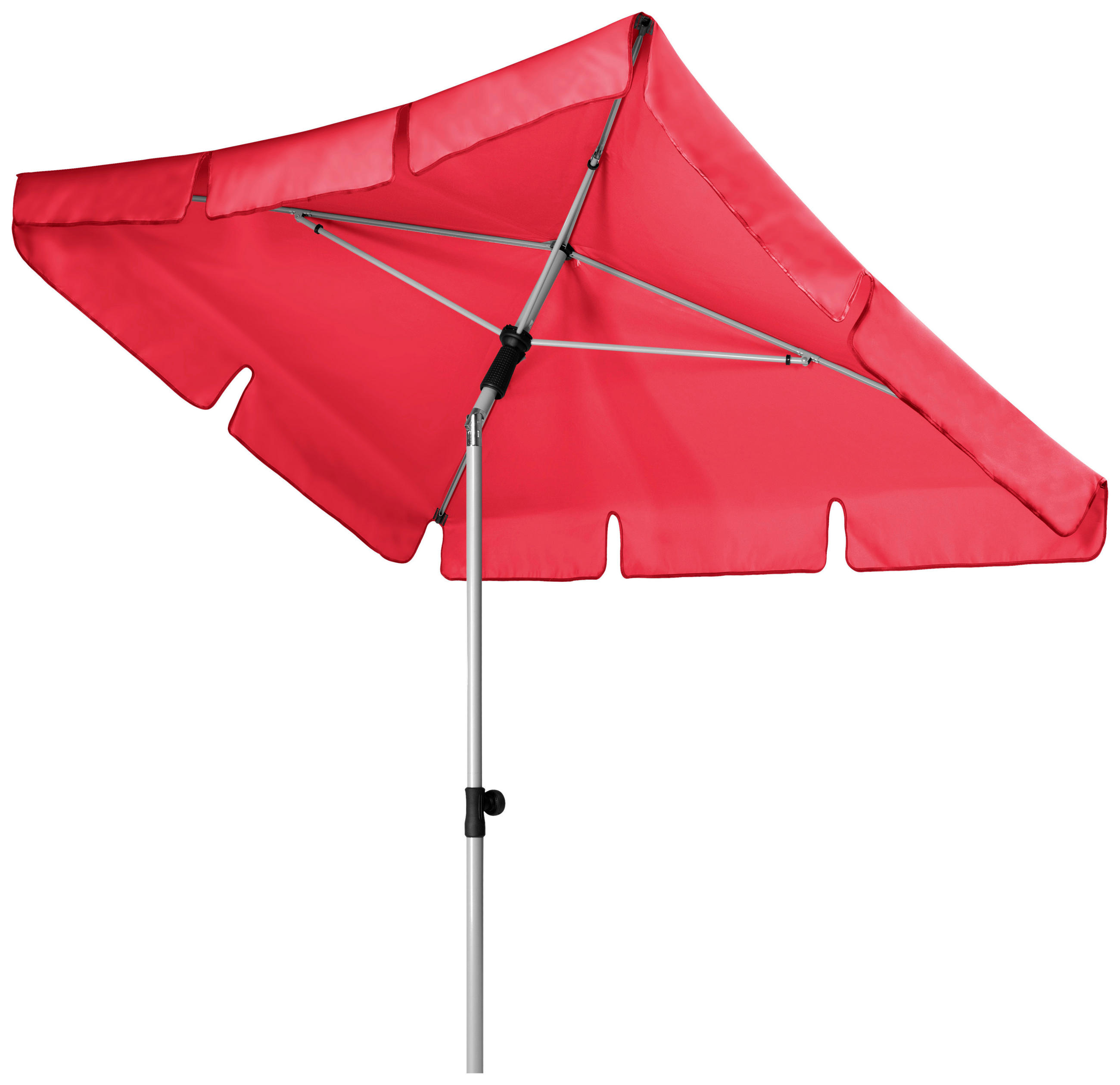 SONNENSCHIRM 180x120 cm Rot  - Silberfarben/Rot, KONVENTIONELL, Textil/Metall (180/120cm) - Doppler