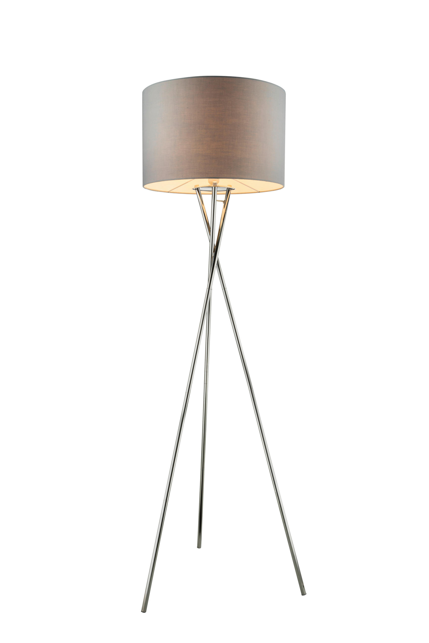 STEHLEUCHTE 62/160 cm    - Chromfarben/Grau, KONVENTIONELL, Textil/Metall (62/160cm) - Globo