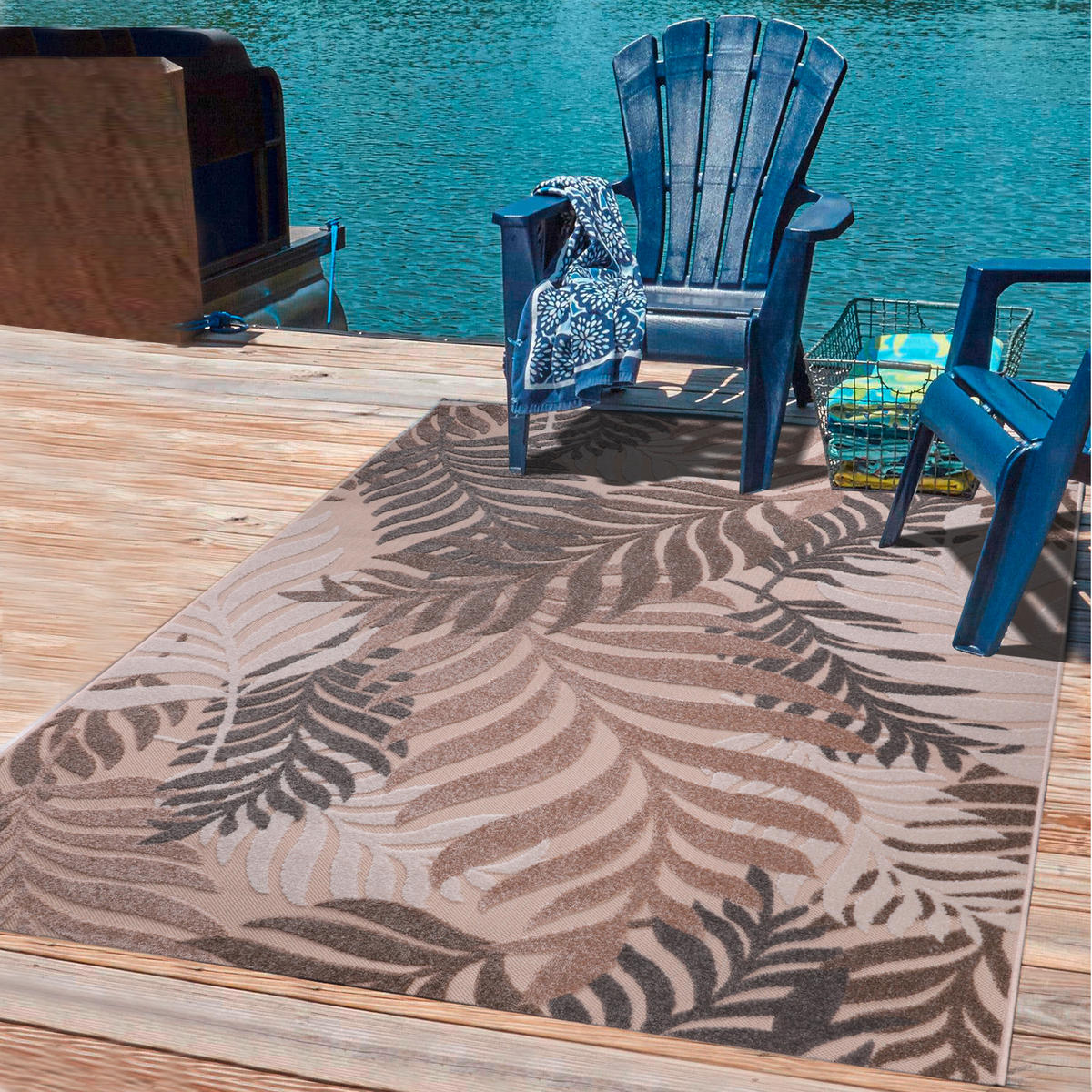 OUTDOORTEPPICH 60/110 cm Floral Beige  - Beige, LIFESTYLE, Kunststoff/Textil (60/110cm) - Novel