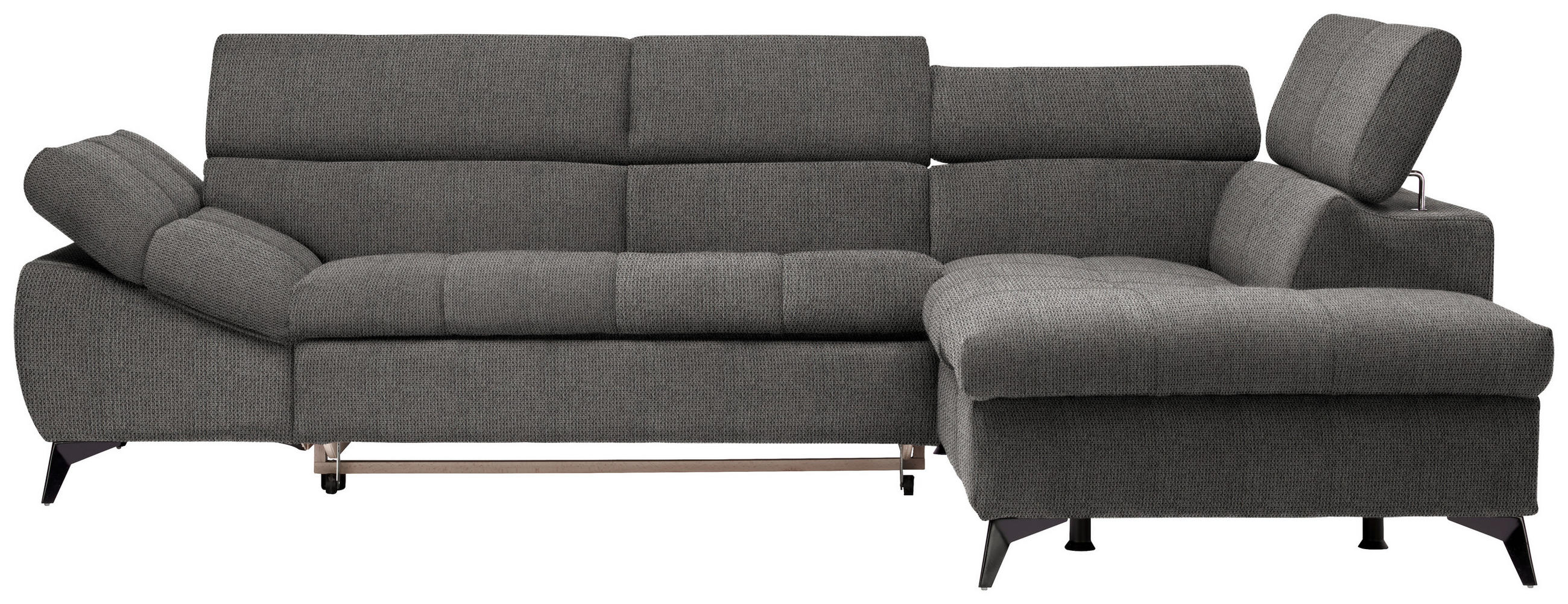 ECKSOFA in Mikrofaser Grau  - Schwarz/Grau, Design, Kunststoff/Textil (279/210cm) - Livetastic