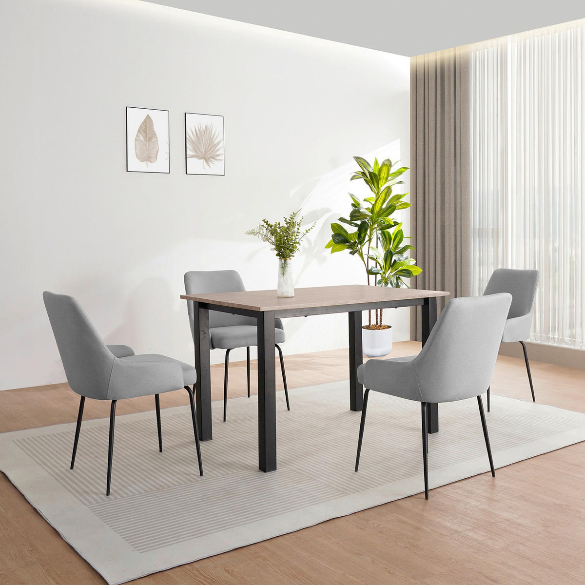 ESSTISCH 120/80/76 cm Nachbildung  Metall, Holzwerkstoff gastro- und objekttauglich rechteckig Eichefarben  - Eichefarben/Schwarz, MODERN, Holzwerkstoff/Metall (120/80/76cm) - MID.YOU