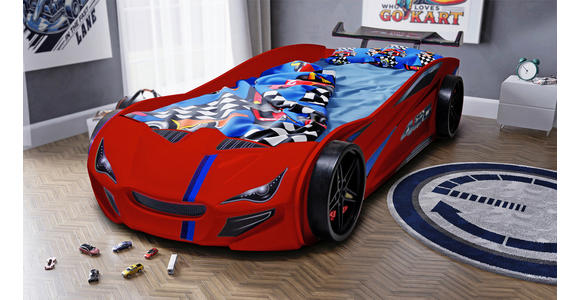 AUTOBETT 90/200 cm Rot  - Rot/Schwarz, Design, Holz/Holzwerkstoff (90/200cm) - Xora