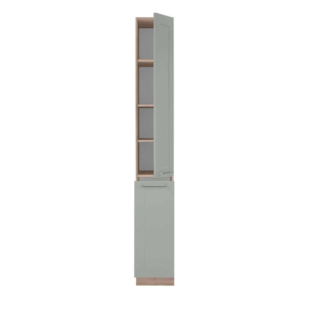 Thumbnail - Mid.you Apothekerschrank, Grün, Eiche San Remo, Metall, 3 Fächer, einzeln stellbar, 30x211x57 cm, Made in EU, Küchen, Kü...