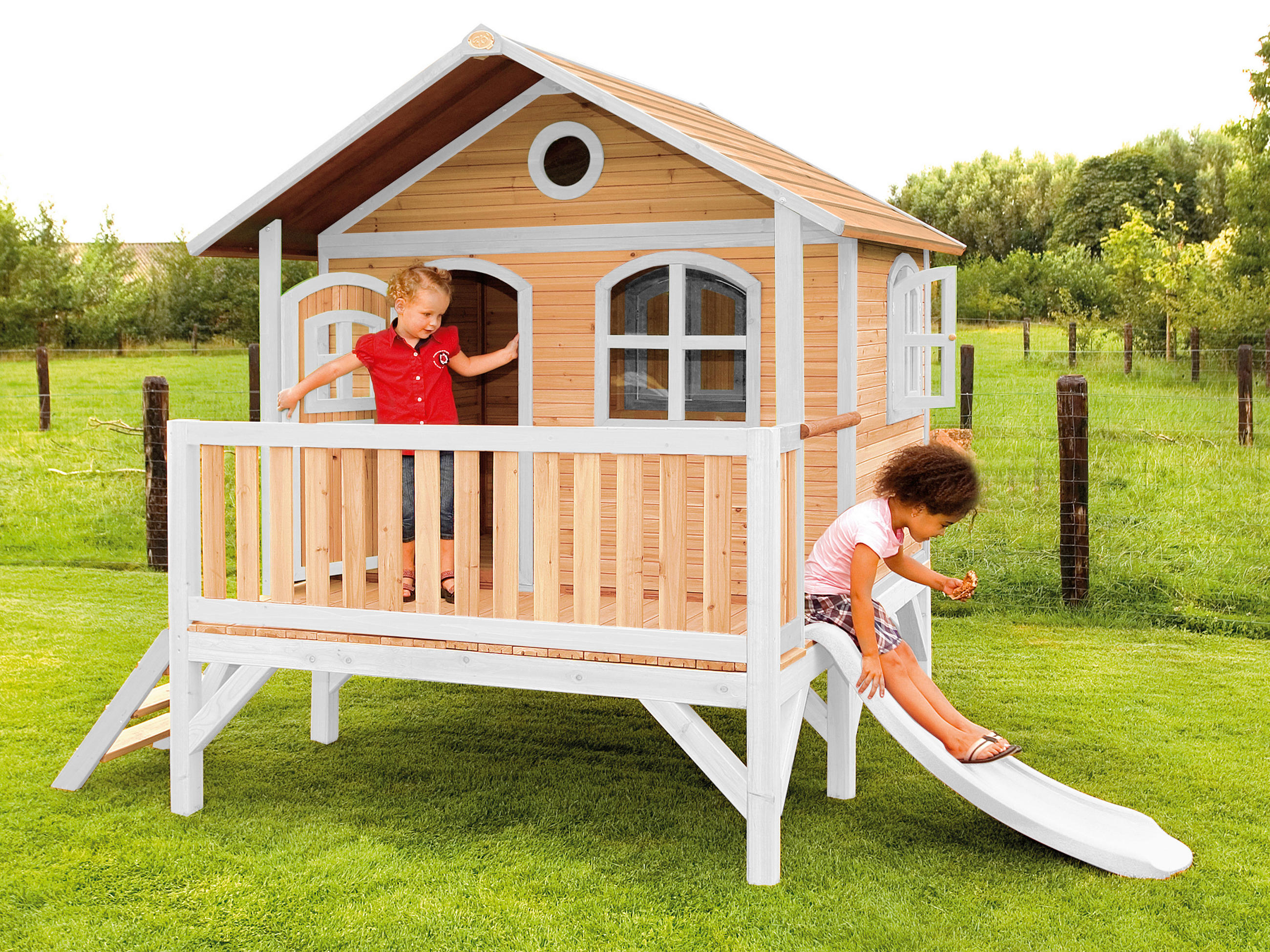 SPIELHAUS  - Rot/Braun, KONVENTIONELL, Holz/Kunststoff (349/233/212cm) - Ambia Garden