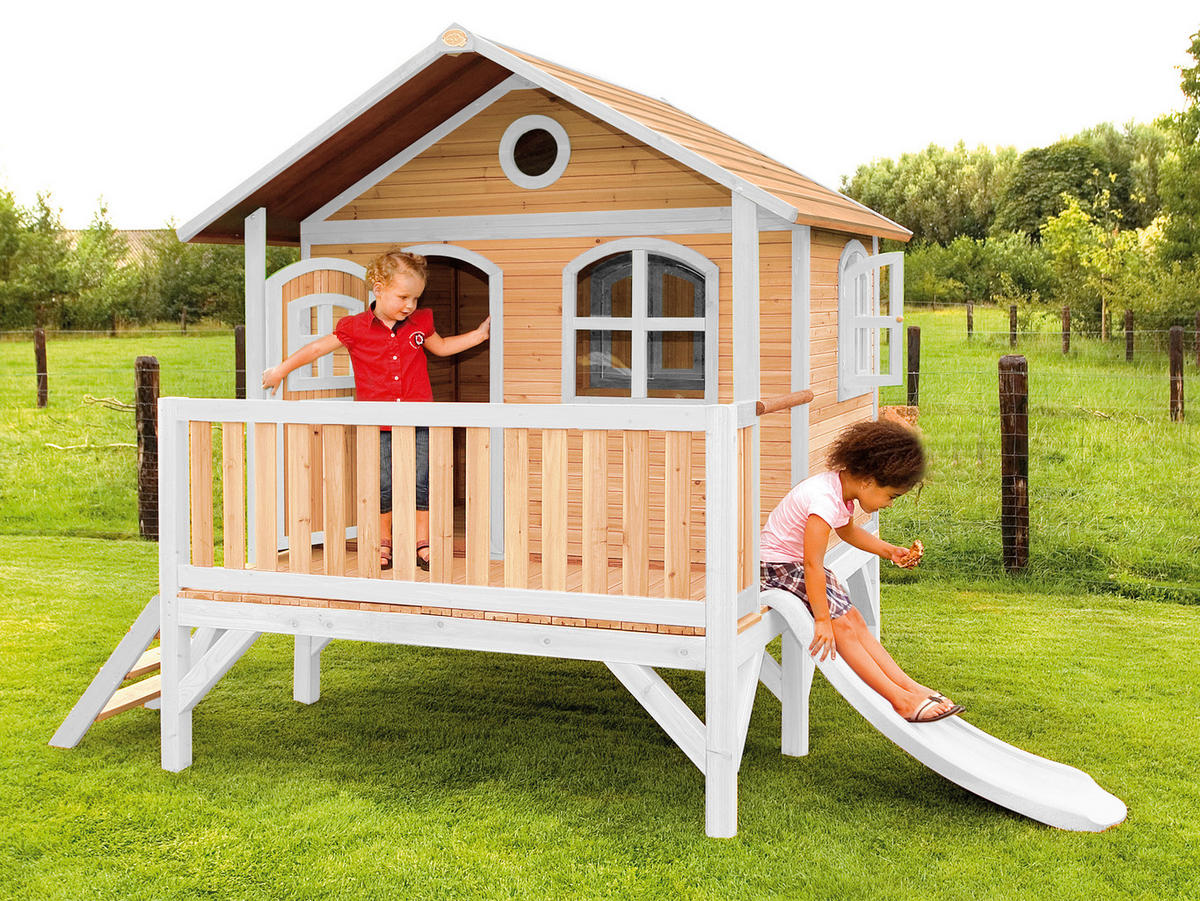 SPIELHAUS 349/233/212 cm  - Weiss/Rot, Konventionell, Holz/Kunststoff (349/233/212cm)