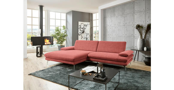 ECKSOFA in Velours Koralle 184/284 cm - Koralle/Schwarz, Design, Textil/Metall (184/284cm) - Dieter Knoll