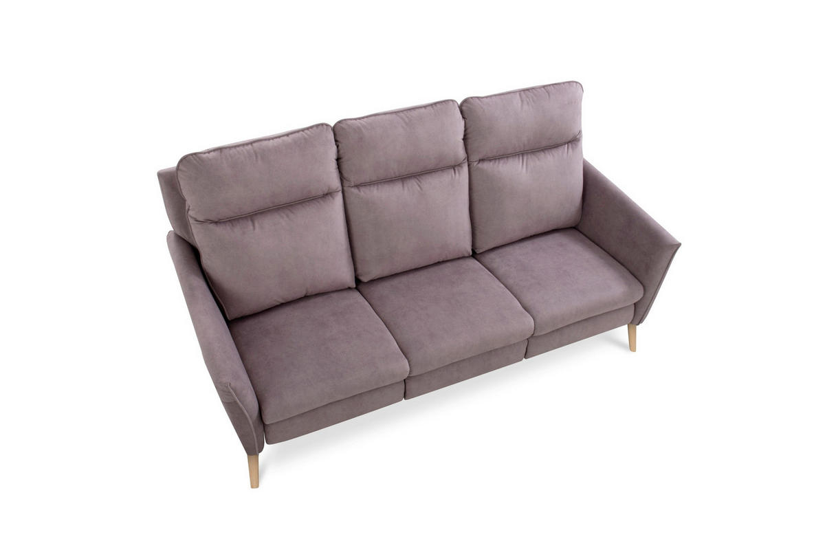 3-SITZER-SOFA Mikrofaser Rosa  - Buchefarben/Rosa, Design, Holz/Textil (202cm) - Livetastic