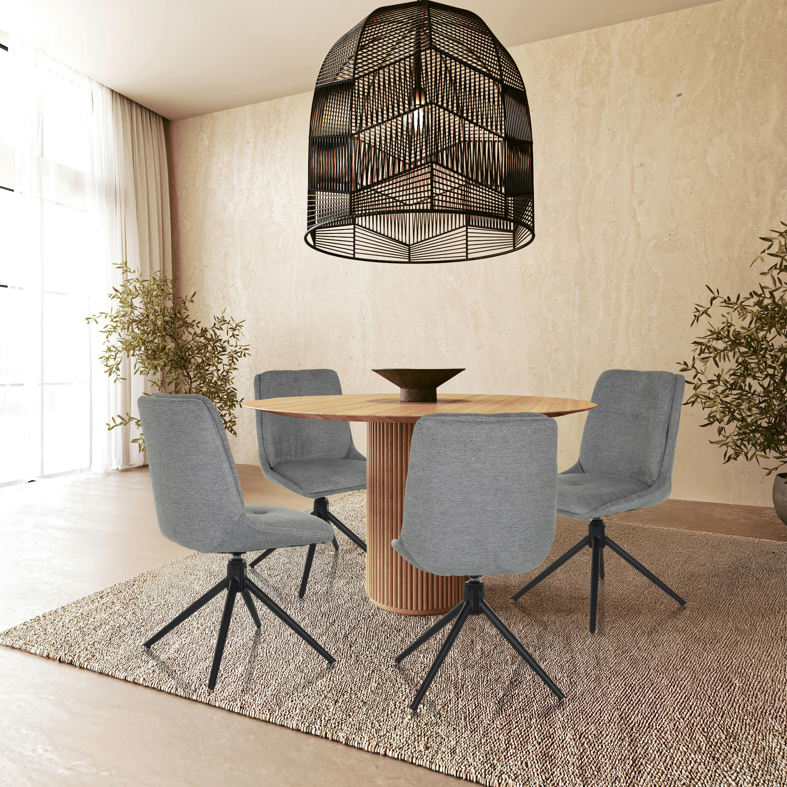 BESUCHERSTUHL  in Flachgewebe Grau  - Schwarz/Grau, MODERN, Textil/Metall (53/89/58cm) - MID.YOU