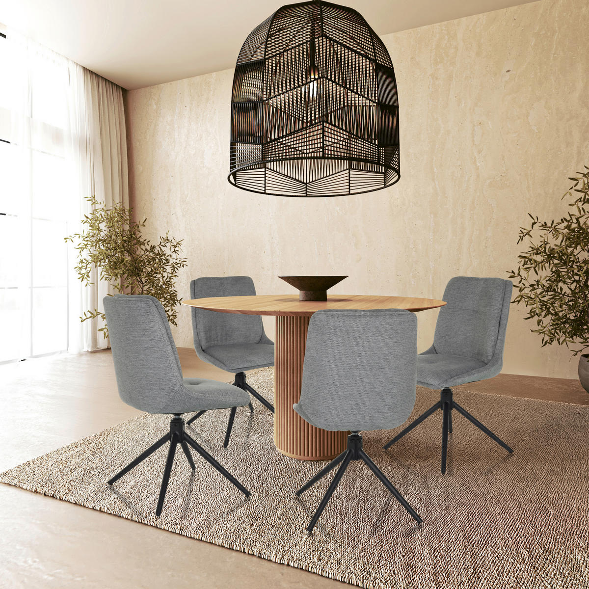 BESUCHERSTUHL  in Flachgewebe Grau  - Schwarz/Grau, MODERN, Textil/Metall (53/89/58cm) - MID.YOU