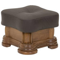 HOCKER in Holz, Leder Braun  - Braun, Konventionell, Leder/Holz (50/40/50cm) - Max Winzer