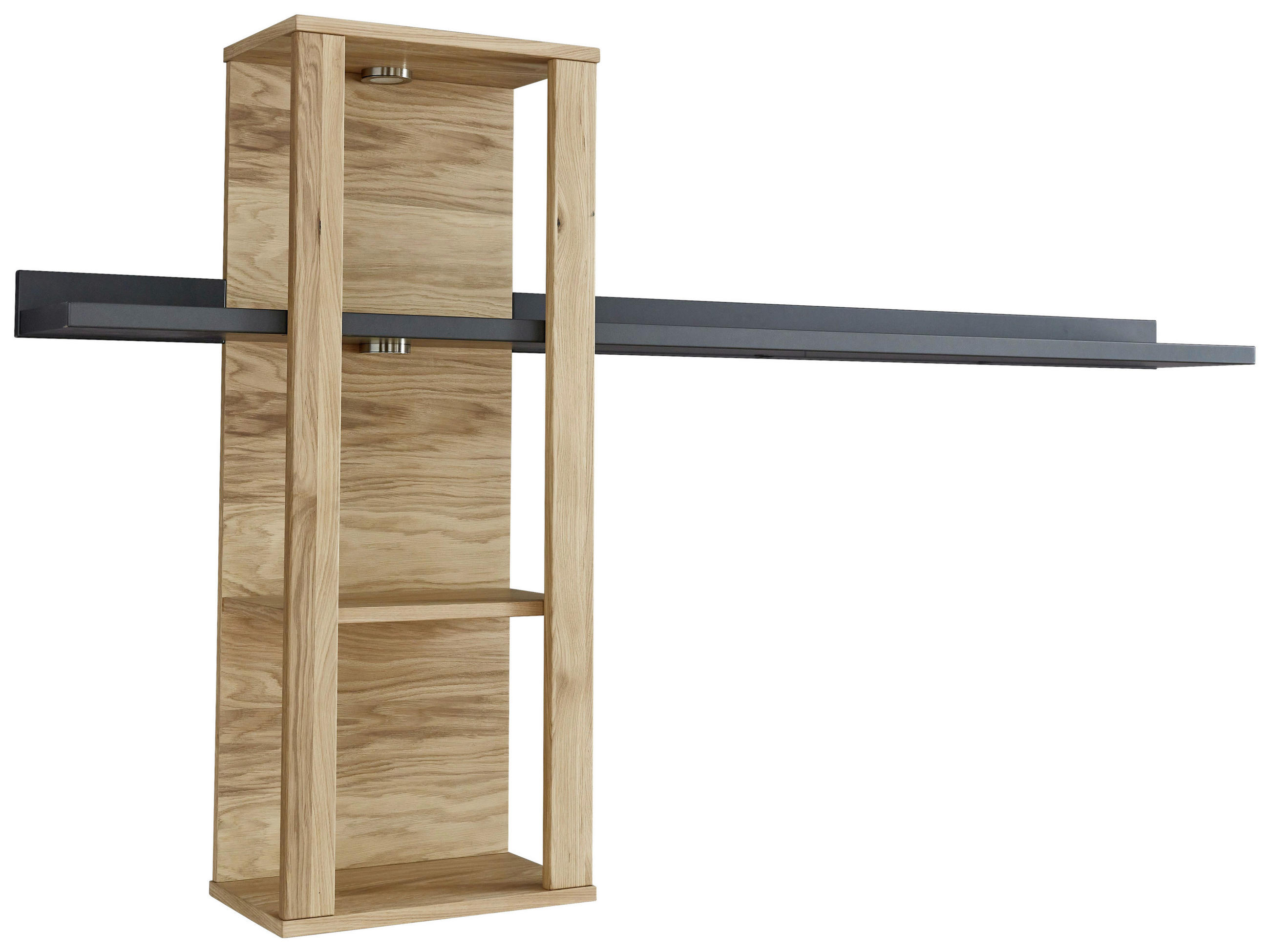 WANDREGAL Asteiche furniert, massiv Grau, Eichefarben  - Eichefarben/Grau, Design, Holz/Holzwerkstoff (180/104/25cm) - Modante