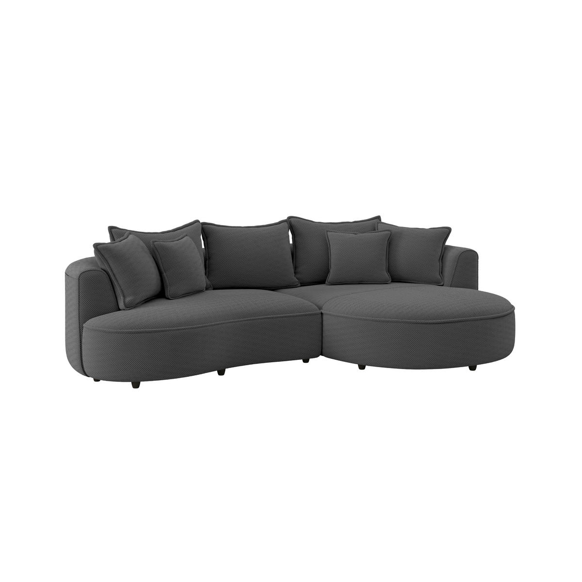 ECKSOFA in Velours, Struktur Anthrazit  - Anthrazit/Schwarz, Modern, Kunststoff/Textil (287/168cm) - Livetastic