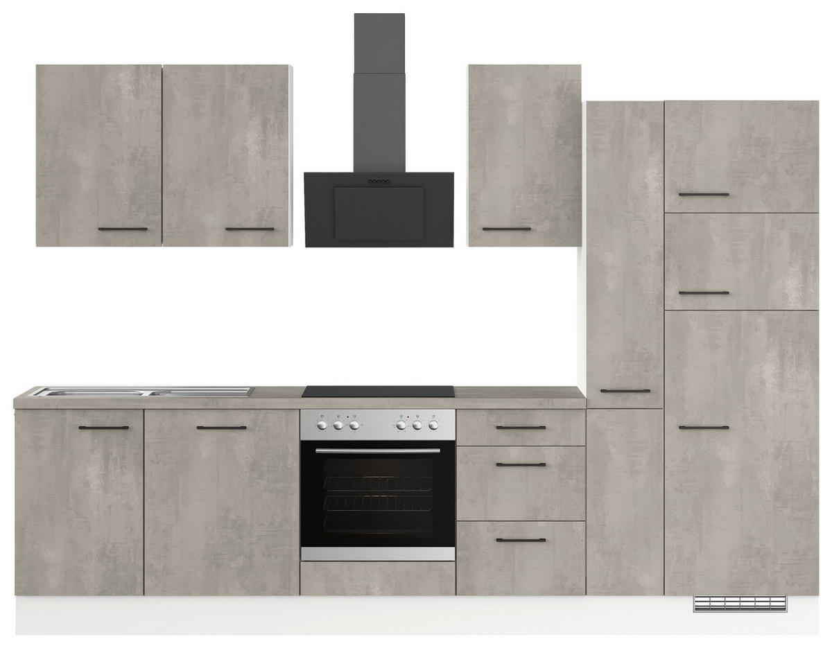 KÜCHENLEERBLOCK 310 cm   in Grau  - Weiss/Schwarz, Design, Holzwerkstoff/Metall (310cm) - Impuls