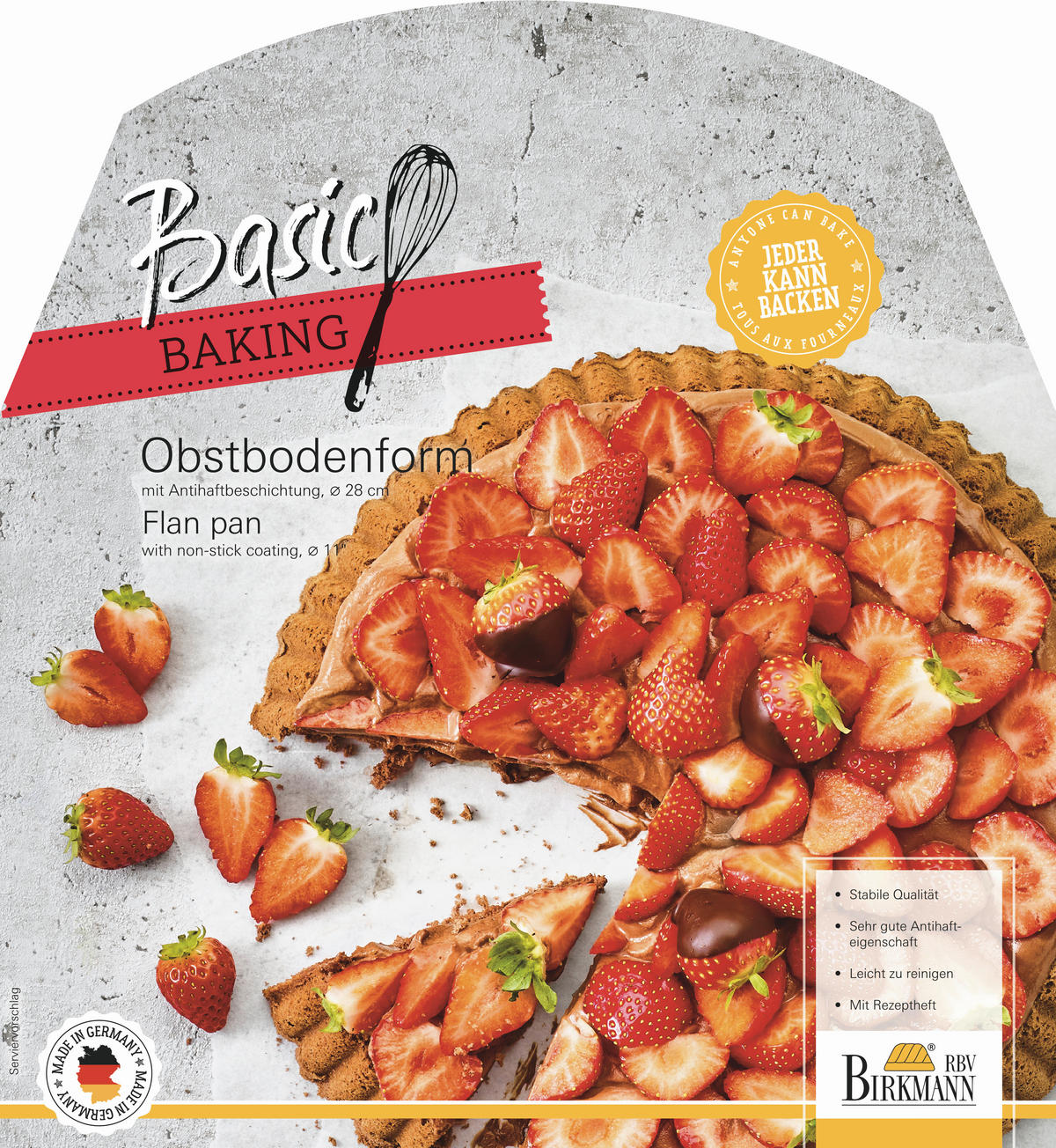 OBSTKUCHENFORM  - Grau, Basics, Metall (28/3,5cm) - Birkmann