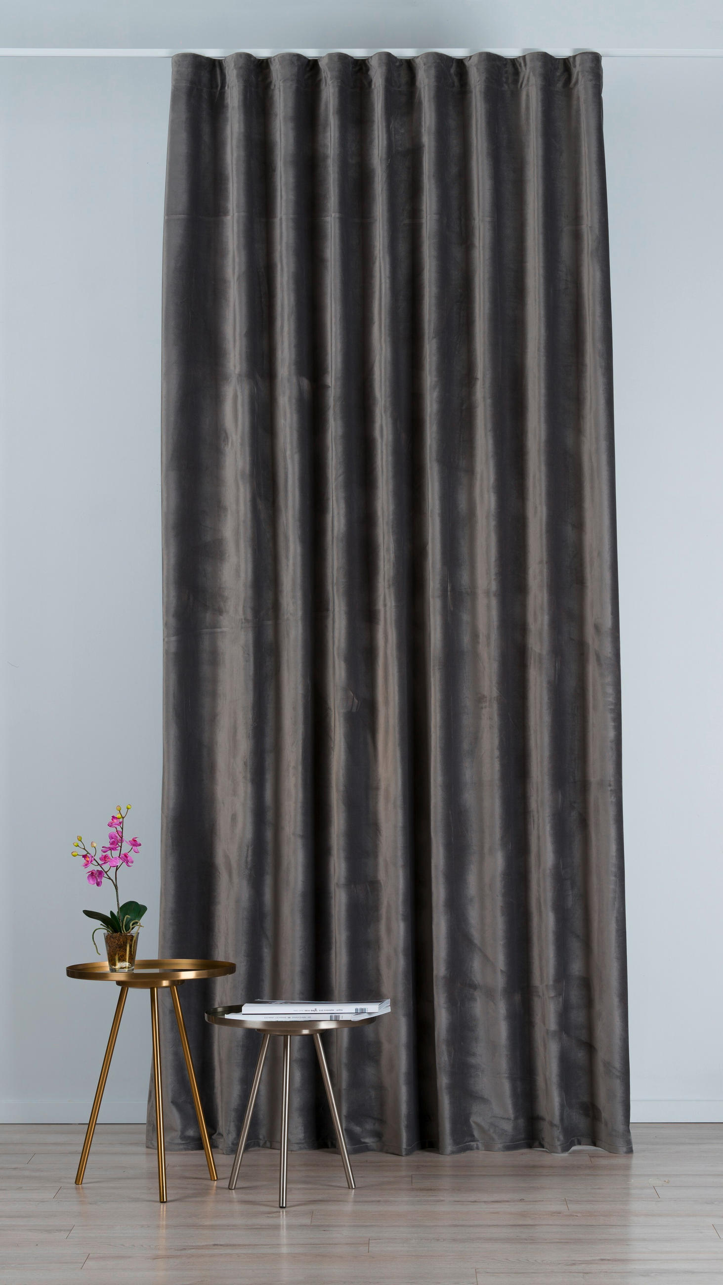 DRAPERIE CONFECȚIONATĂ black-out (nu permite trecerea luminii)  - gri închis, Basics, textil (24/31/4cm)