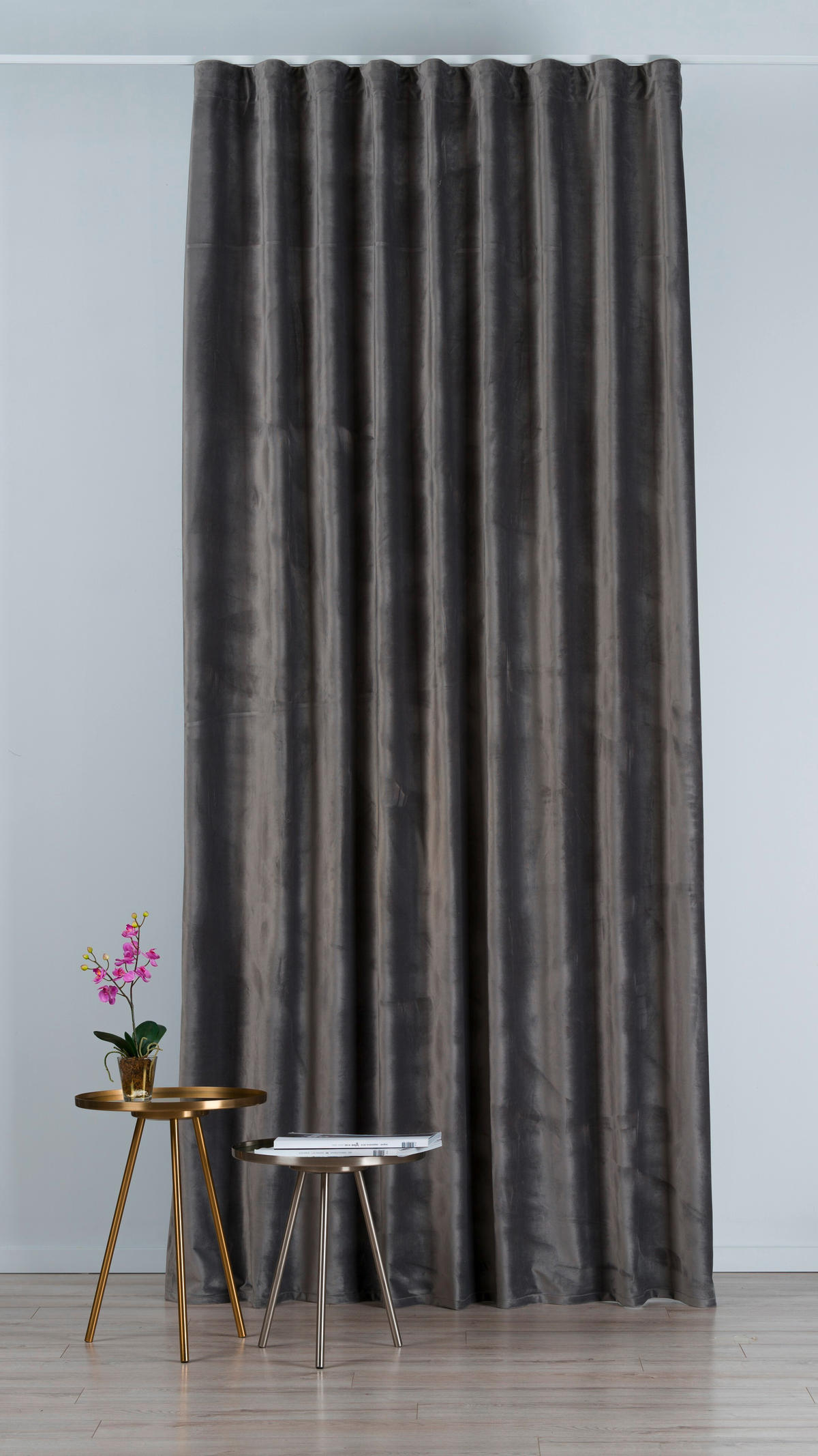 DRAPERIE CONFECȚIONATĂ black-out (nu permite trecerea luminii)  - gri închis, Basics, textil (24/31/4cm)