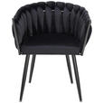 ARMLEHNSTUHL in Samt - Schwarz, LIFESTYLE, Textil/Metall (60/78/55cm) - Ambia Home