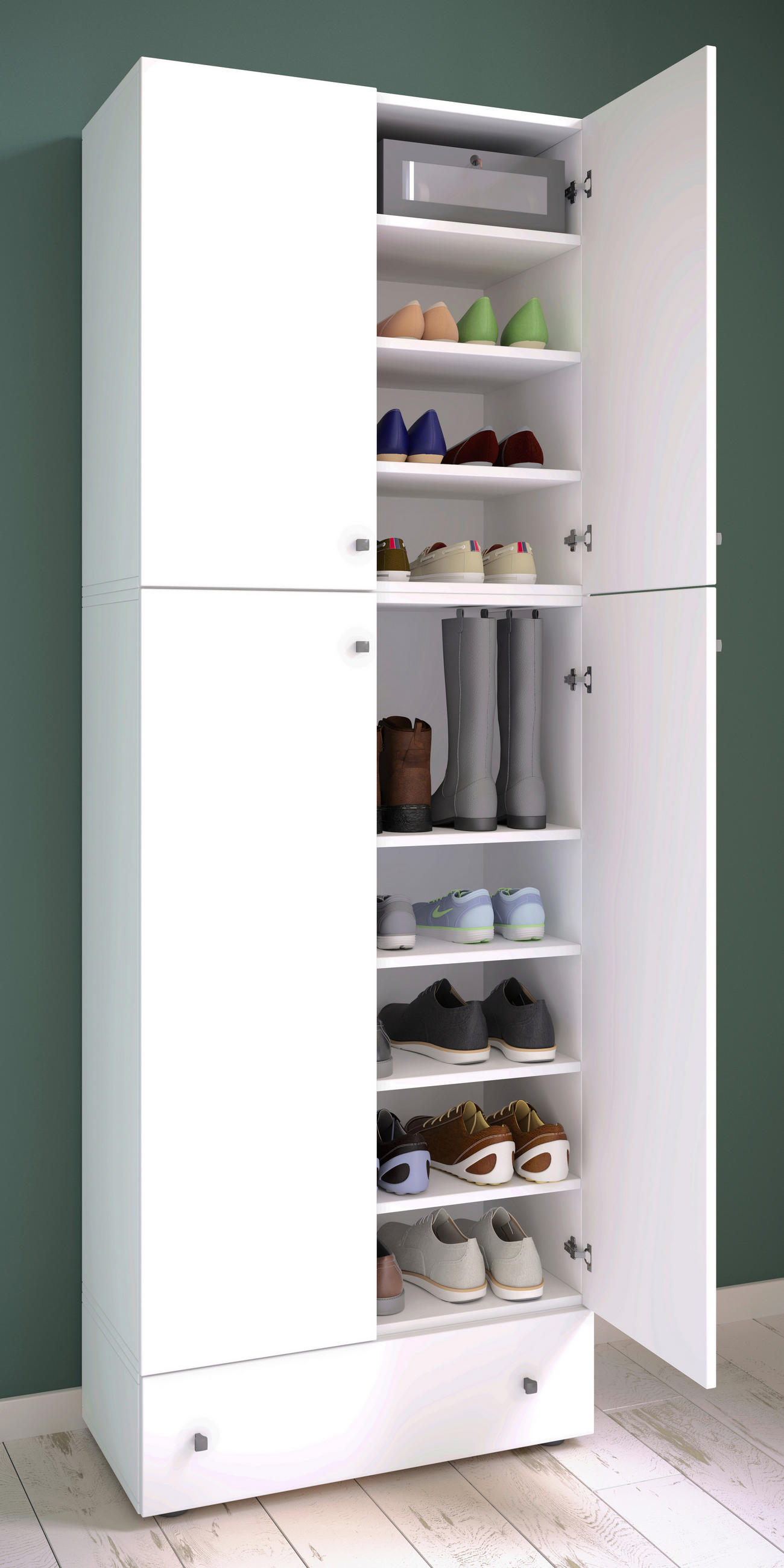 SCHUHSCHRANK in 70/200/39 cm - Schwarz/Weiß, MODERN, Holzwerkstoff/Kunststoff (70/200/39cm) - MID.YOU