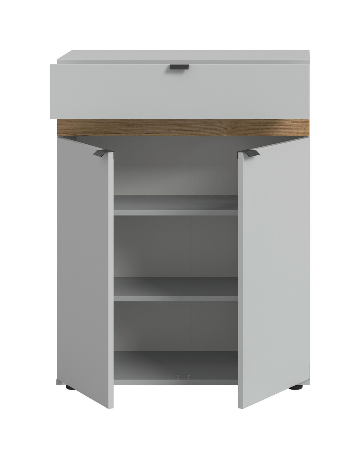 SCHUHSCHRANK Grau, Eiche dunkel  - Eiche dunkel/Schwarz, Design, Holzwerkstoff/Kunststoff (75/98/37cm) - Livetastic