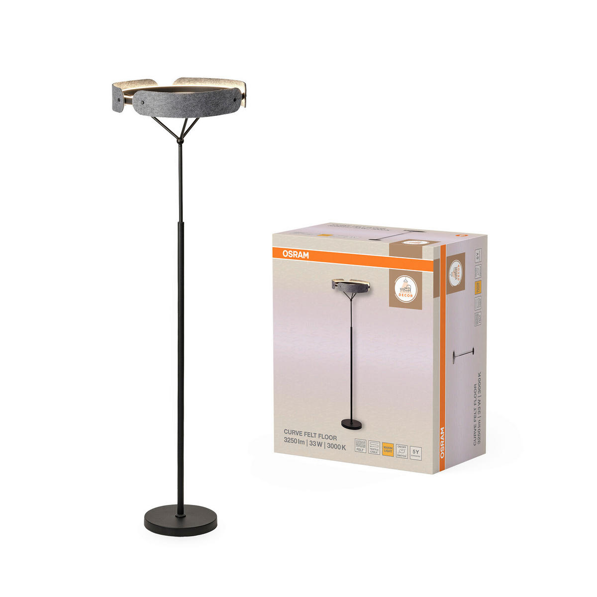 LED-STEHLEUCHTE 43/150 cm   - Dunkelgrau, Basics, Kunststoff/Textil (43/150cm) - Osram