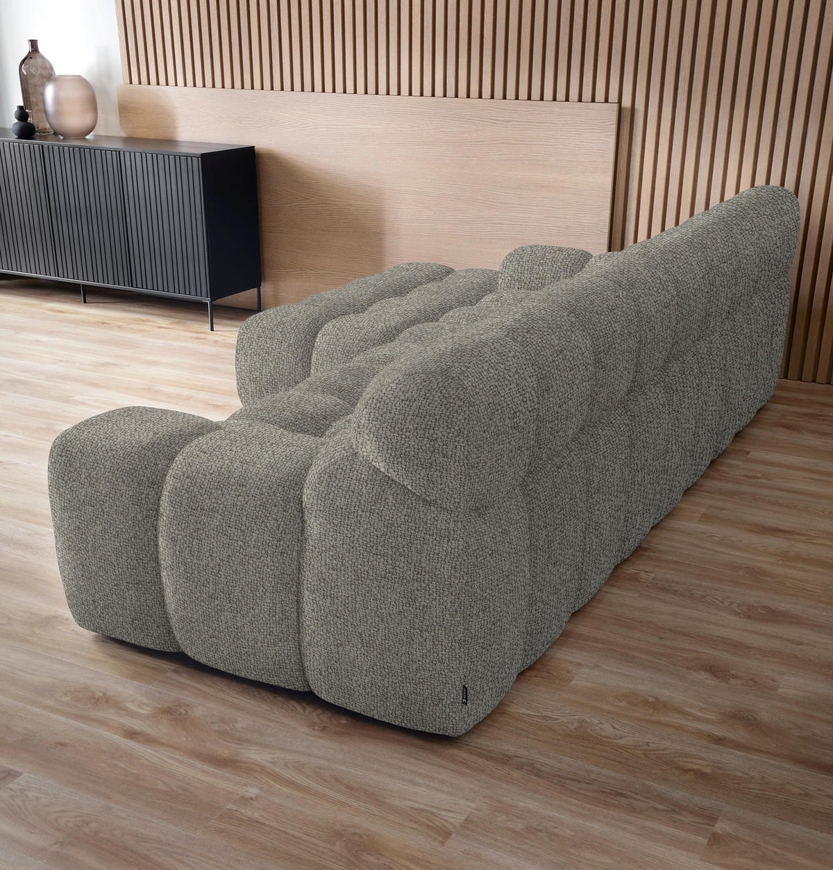 Ecksofa inkl. Funktion Graubraun Webstoff  - Graubraun/Schwarz, MODERN, Kunststoff/Textil (180/297cm) - Welnova