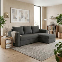 ECKSOFA TOP L Dunkelgrau Cord Rückenkissen, Bettkasten  - Dunkelgrau/Schwarz, Design, Kunststoff/Textil (230/156cm) - MID.YOU