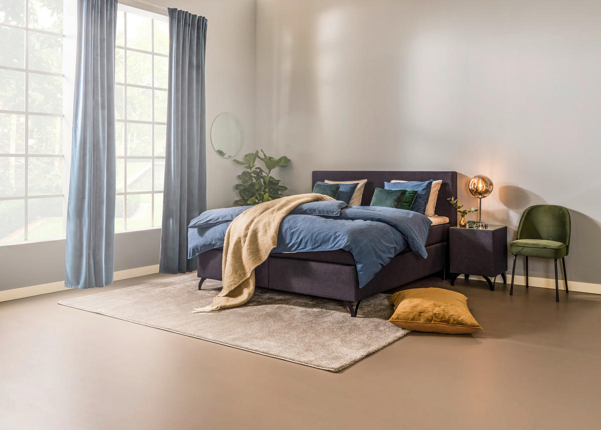 BOXSPRINGBETT 200/200 cm  in Anthrazit  - Anthrazit/Schwarz, Konventionell, Textil/Metall (200/200cm) - Esposa