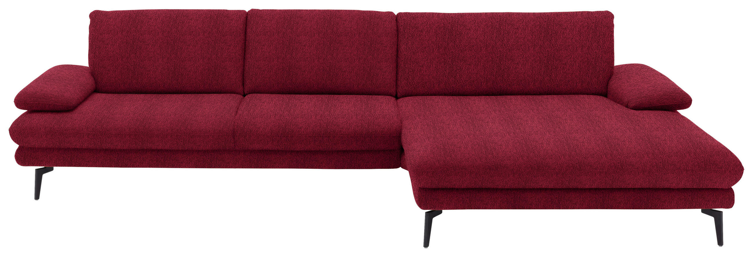 ECKSOFA in Chenille Rot  - Rot/Schwarz, Design, Textil/Metall (310/180cm) - Dieter Knoll