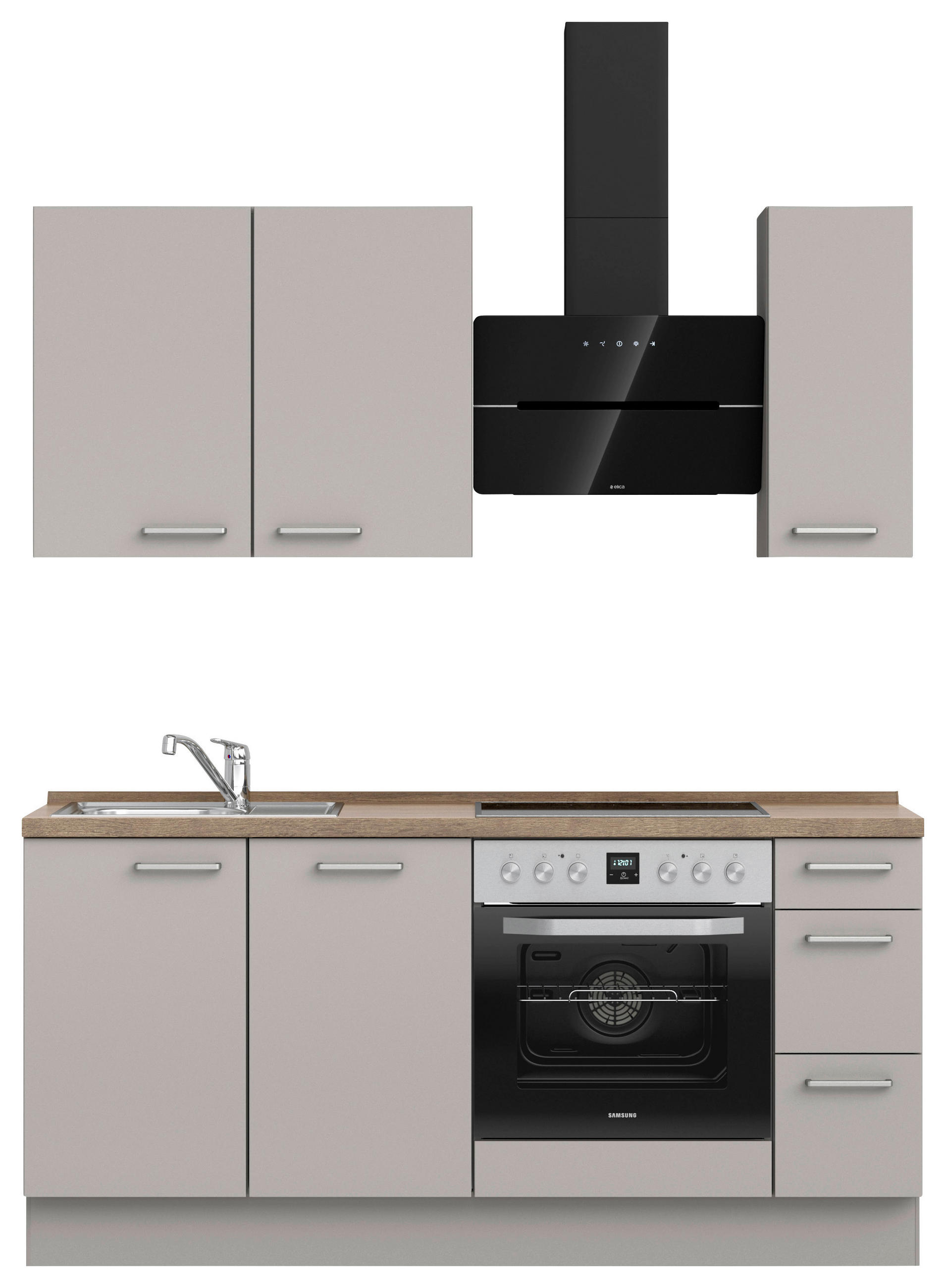 KÜCHENLEERBLOCK 180 cm   in Grau, Eiche dunkel  - Eiche dunkel/Edelstahlfarben, MODERN, Holzwerkstoff/Metall (180cm) - Nobilia