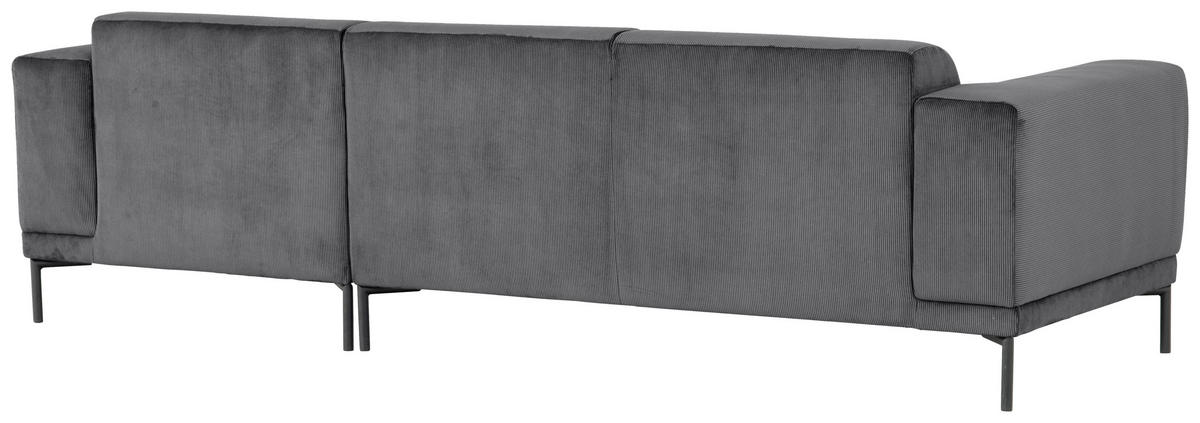 ECKSOFA ERNO Grau Cord  - Schwarz/Grau, Design, Textil/Metall (262/183cm) - MID.YOU