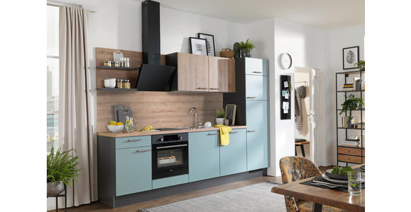 EINBAUKÜCHE 290 cm - Eichefarben/Graphitfarben, Design, Holzwerkstoff (290cm) - Xora