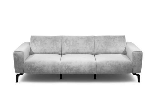 3-SITZER-SOFA in Samt Hellgrau  - Hellgrau/Schwarz, Design, Textil/Metall (250/86/86-94cm) - SENSOO